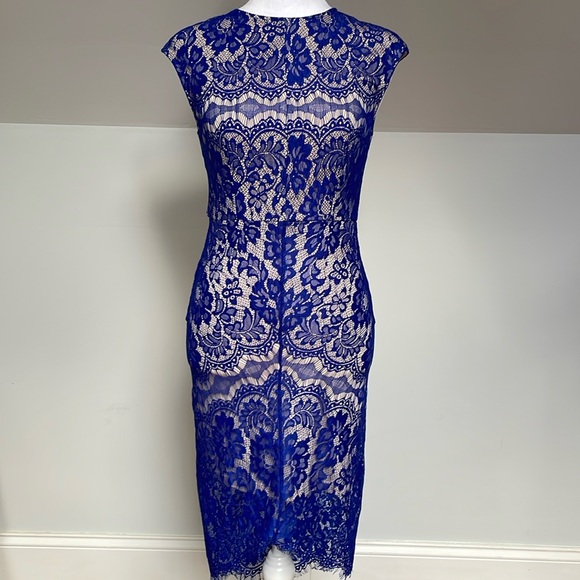 Lily Whyt Blue Lace Midi Dress - Picture 3 of 10